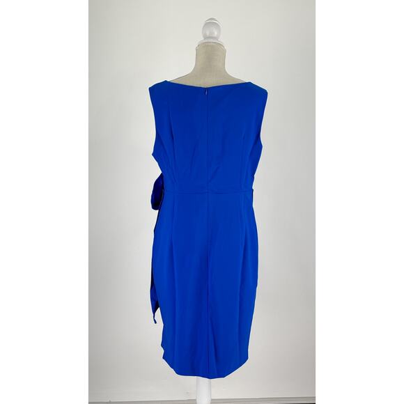 Fehaute Boat Neck Sleeveless Bow Sheath Cocktail Dress Blue Womens Size 12 New - Picture 6 of 12